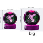 3D Unicorn Crystal Ball LED Night Light with Wooden Base