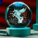 3D Unicorn Crystal Ball LED Night Light with Wooden Base