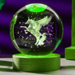 3D Unicorn Crystal Ball LED Night Light with Wooden Base